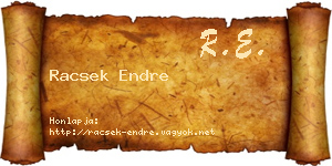 Racsek Endre névjegykártya